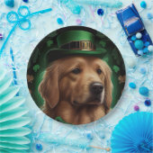 Assiettes En Carton Golden Retriever Dog in St. Patrick's Day (Fête)