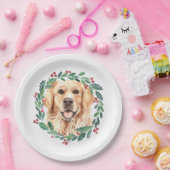 Assiettes En Carton Golden Retriever Elegant Chien Noël (Fête)