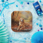 Assiettes En Carton Golden Retriever en automne Leaves automne Inspire (Fête)