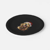 Assiettes En Carton Golden Retriever Funny dog Christmas Santa Hat lig (Angle)