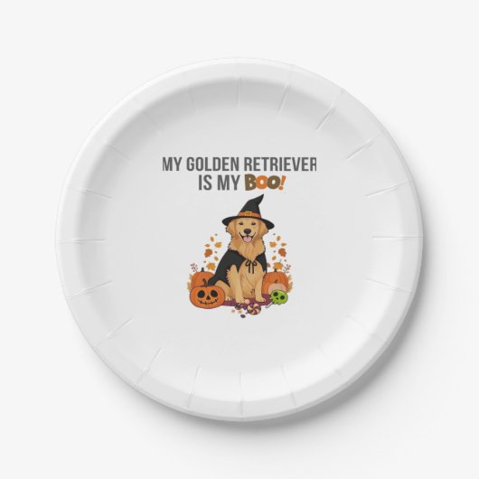 Assiettes En Carton Golden Retriever Halloween Chien Mon Golden Retrie (Devant)