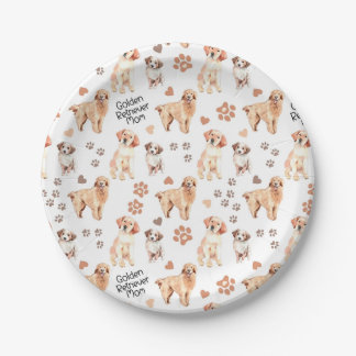 Assiettes En Carton Golden Retriever Mom Pattern