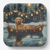 Assiettes En Carton Golden Retriever Noël Festive Voyage (Recto)