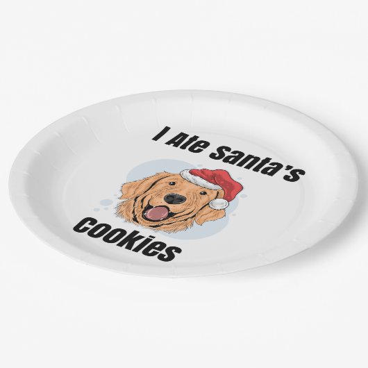 Assiettes En Carton Golden Retriever Père Noël (Angle)