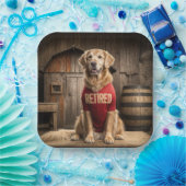 Assiettes En Carton Golden Retriever portant une chemise rouge retrait (Fête)