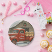 Assiettes En Carton Golden Retriever Puppies in an old truck Christmas (Fête)