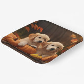 Assiettes En Carton Golden Retriever Puppy Automne Citrouille de plais (Angulaire)