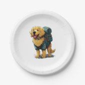 Assiettes En Carton Golden Retriever Randonnée et Camping (Devant)
