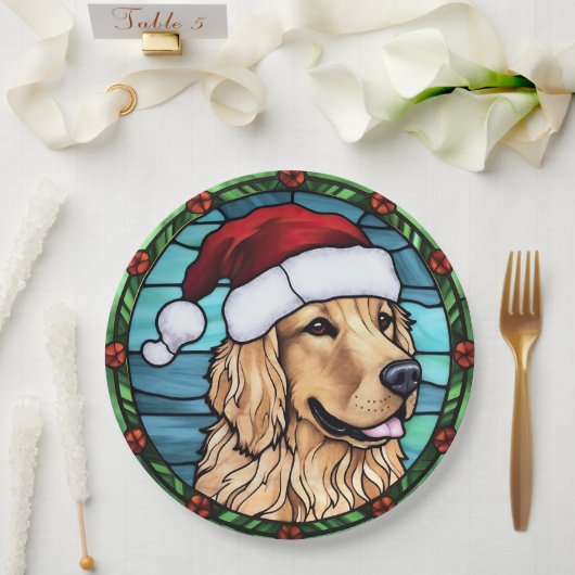 Assiettes En Carton Golden Retriever Stainverre Noël (Mariage)