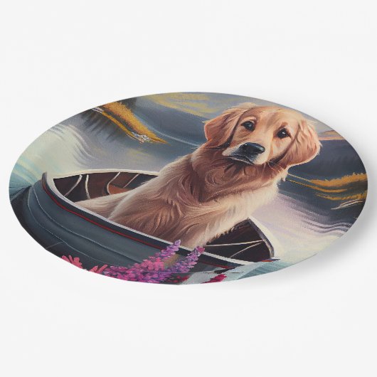 Assiettes En Carton Golden Retriever sur une pagaie : une aventure Pit (Angle)