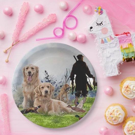 Assiettes En Carton Golden Retrievers - Excellents chiens de chasse (Fête)