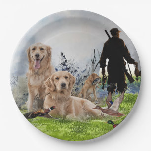 Assiettes En Carton Golden Retrievers - Excellents chiens de chasse