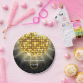 Assiettes En Carton Golden Shiny Disco Ball Black Anniversaire (Fête)