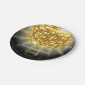 Assiettes En Carton Golden Shiny Disco Ball Black Anniversaire (Angle)