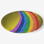 Assiettes En Carton Golden Sparkles et Parties scintillant Rainbow Uni (Angle)