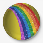 Assiettes En Carton Golden Sparkles et Parties scintillant Rainbow Uni (Devant)