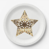 Assiettes En Carton Golden Star White et Gold Festive Élégant (Devant)