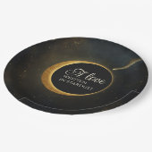 Assiettes En Carton Golden Stardust Eclipse Mariage céleste (Angle)
