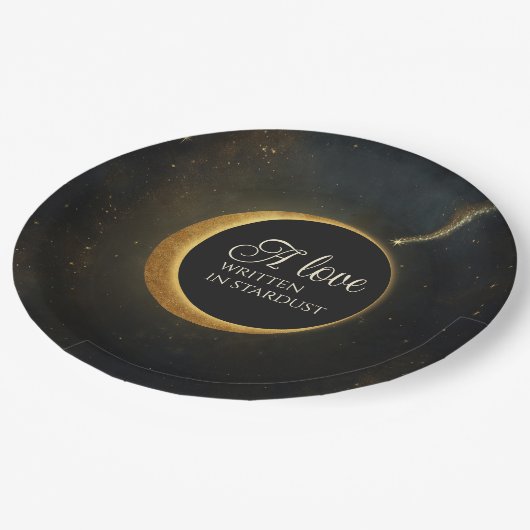 Assiettes En Carton Golden Stardust Eclipse Mariage céleste (Angle)
