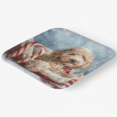 Assiettes En Carton Goldendoodle Chien Festif de Noël (Angulaire)