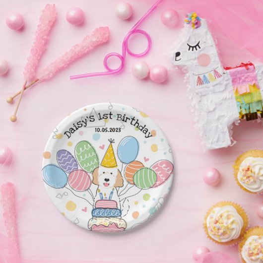 Assiettes En Carton Goldendoodle Chien Plaques papier de fête d'annive (Fête)