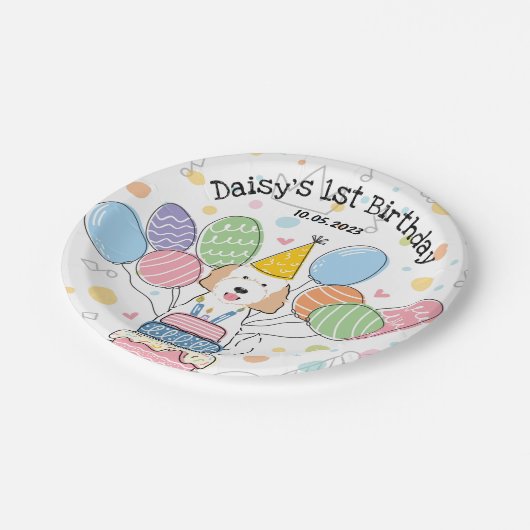 Assiettes En Carton Goldendoodle Chien Plaques papier de fête d'annive (Angle)