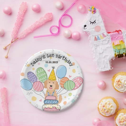 Assiettes En Carton Goldendoodle Chien Plaques papier de fête d'annive (Fête)