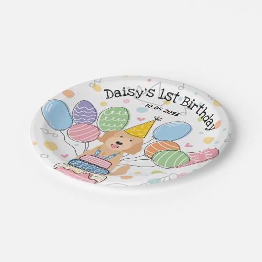 Assiettes En Carton Goldendoodle Chien Plaques papier de fête d'annive (Angle)