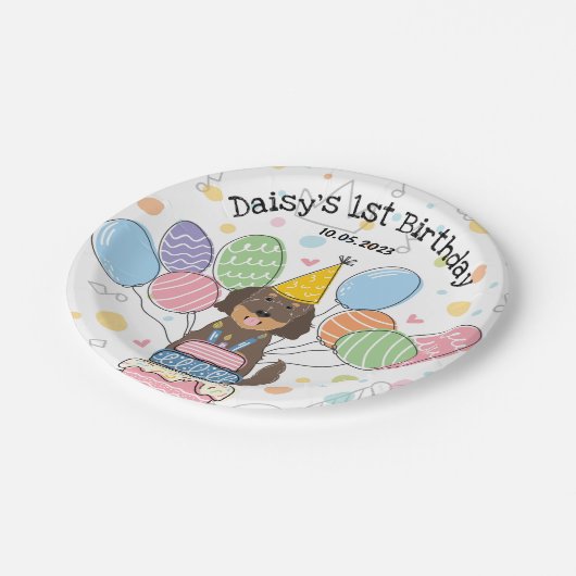 Assiettes En Carton Goldendoodle Chien Plaques papier de fête d'annive (Angle)