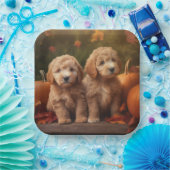 Assiettes En Carton Goldendoodle Chiot Automne Citrouille délice (Fête)