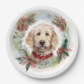 Assiettes En Carton Goldendoodle Christmas Wreath Festive Pup (Devant)