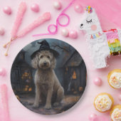 Assiettes En Carton Goldendoodle Citrouille Halloween effrayant (Fête)