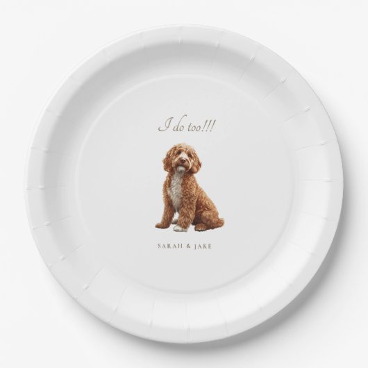 Assiettes En Carton Goldendoodle Custom Pet Mariage (Devant)