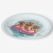 Assiettes En Carton Goldendoodle Dogs Summer Pineappy Pool Flotte (Angle)
