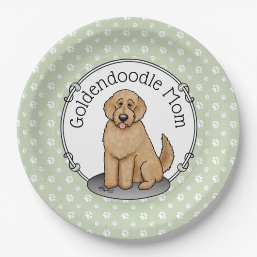 Assiettes En Carton Goldendoodle Mom Doodle Mom (rouge doré) (Devant)