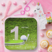 Assiettes En Carton Golf 1er Anniversaire avec numéro un sur l'herbe v (Fête)