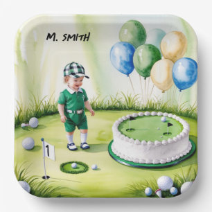 Assiettes En Carton Golf 1er anniversaire golfeur d'un an avec nom