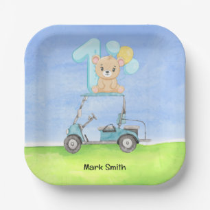 Assiettes En Carton Golf 1er anniversaire pour le baby boy golfeur