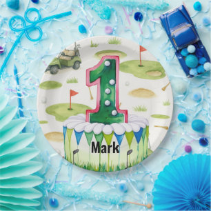 Assiettes En Carton Golf 1er anniversaire un an golfeur numéro un