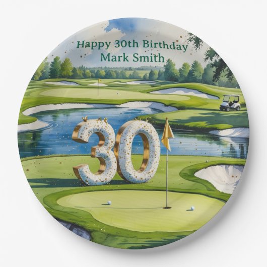 Assiettes En Carton Golf 30th Birthday on golf course (Devant)