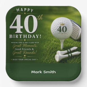 Assiettes En Carton Golf 40e anniversaire sur le green