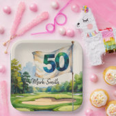 Assiettes En Carton Golf 50e anniversaire sur Golf Course (Fête)