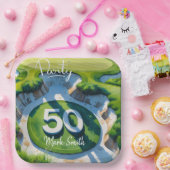 Assiettes En Carton Golf 50e anniversaire sur Golf Course (Fête)