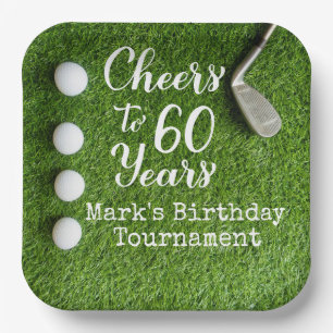 Assiettes En Carton Golf 60e anniversaire pour golfeur
