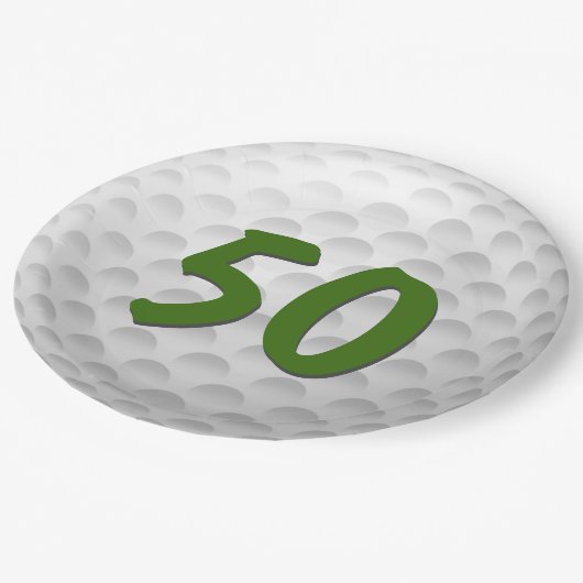 Assiettes En Carton Golf Ball 50e Anniversaire Plaque en papier (Angle)