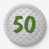Assiettes En Carton Golf Ball 50e Anniversaire Plaque en papier (Devant)