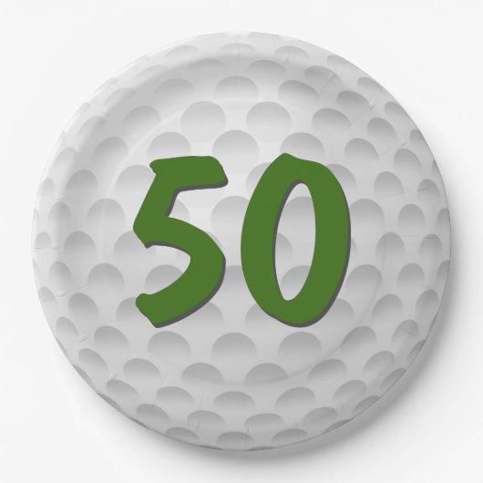 Assiettes En Carton Golf Ball 50e Anniversaire Plaque en papier (Devant)