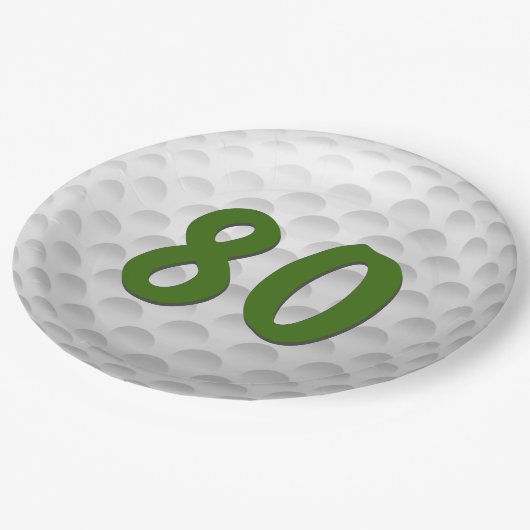 Assiettes En Carton Golf Ball 80e Anniversaire Plaque en papier (Angle)