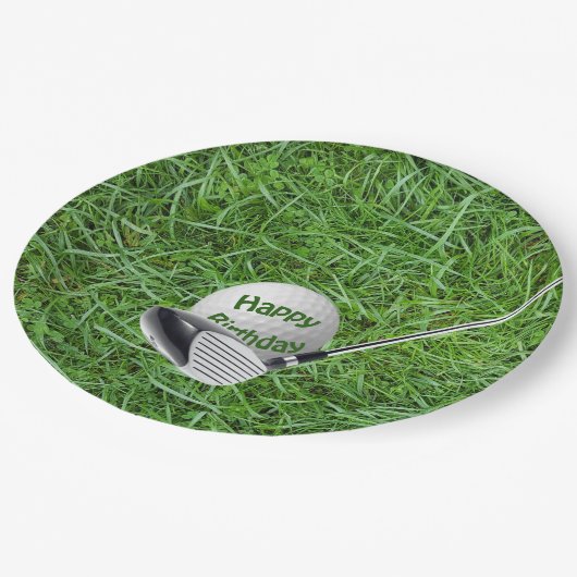 Assiettes En Carton Golf Ball and Club d'anniversaire (Angle)