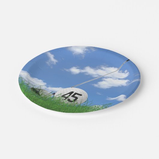 Assiettes En Carton Golf Ball et club pour 45ème anniversaire (Angle)